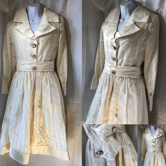 Mid Century New Look Silk Taffeta Day Dress sz S - Picture 3 of 8